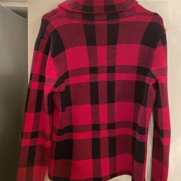 American Living Shawl Collar red and black plaid sweater blazer Med - Picture 4 of 5